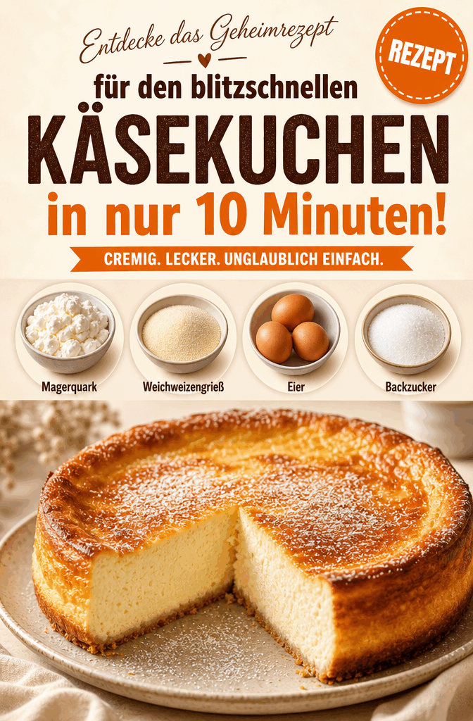 Entdecke das Geheimrezept für den blitzschnellen Käsekuchen in nur 10 Minuten!