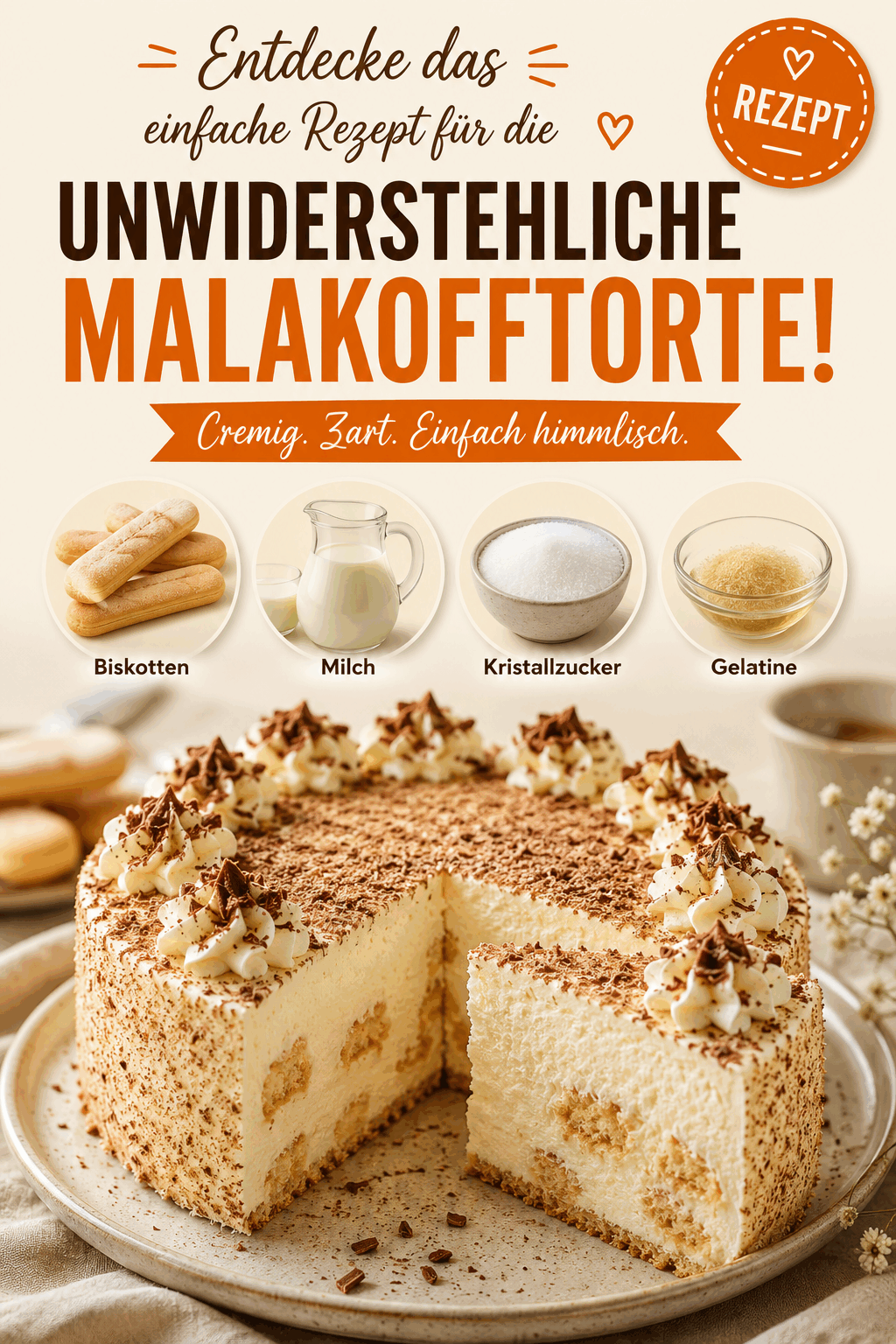 Entdecke das einfache Rezept für die unwiderstehliche Malakofftorte!