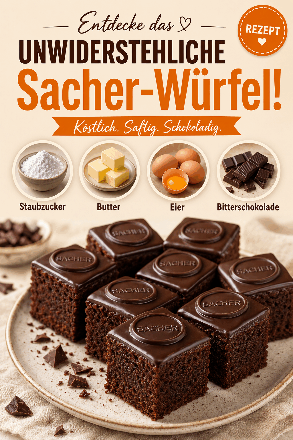 Entdecke das unwiderstehliche Rezept der köstlichen Sacher-Würfel!
