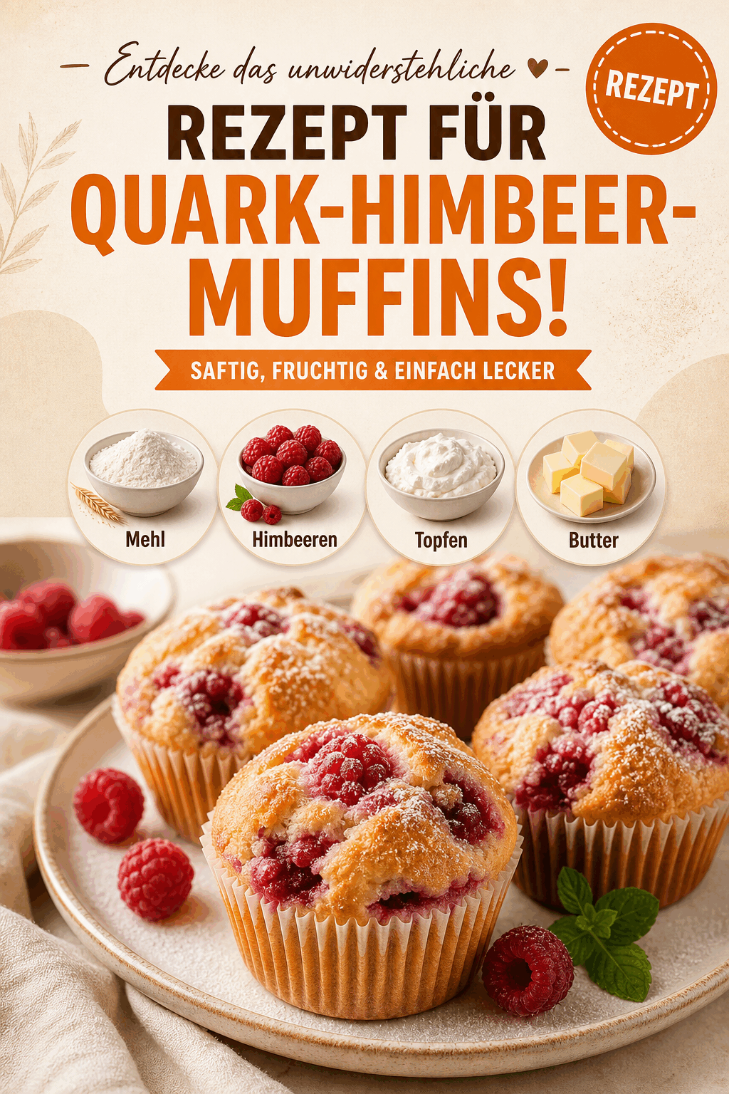 Entdecke das unwiderstehliche Rezept für Quark-Himbeer-Muffins!