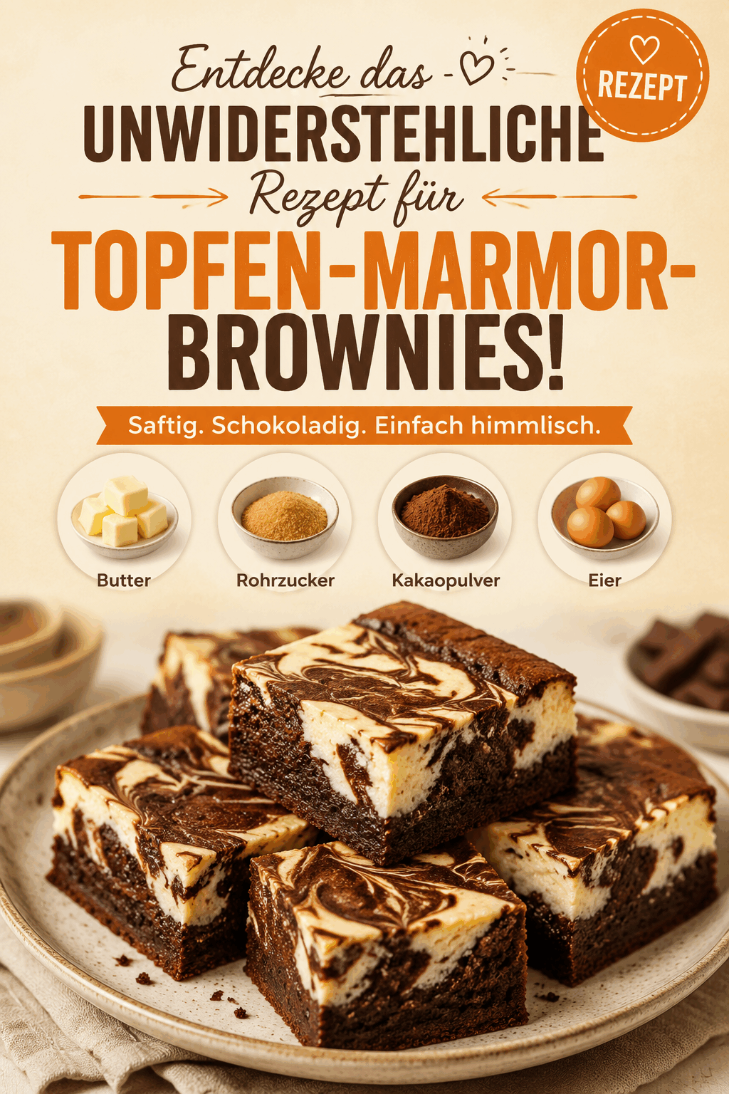 Entdecke das unwiderstehliche Rezept für Topfen-Marmor-Brownies!