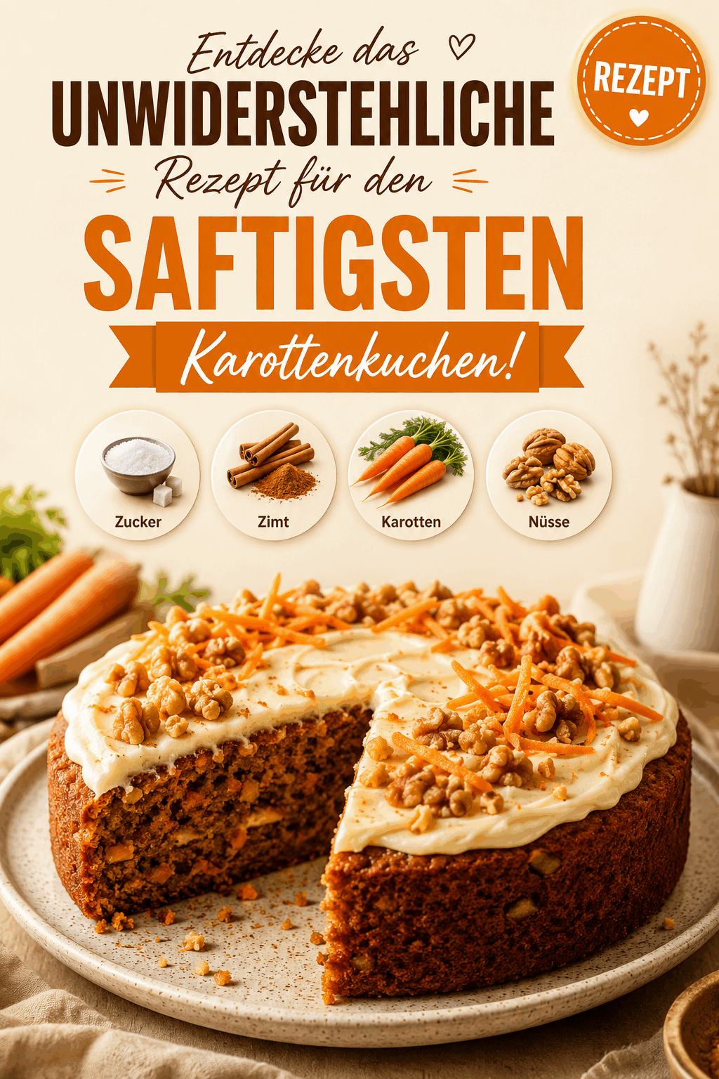 Entdecke das unwiderstehliche Rezept für den saftigsten Karottenkuchen!