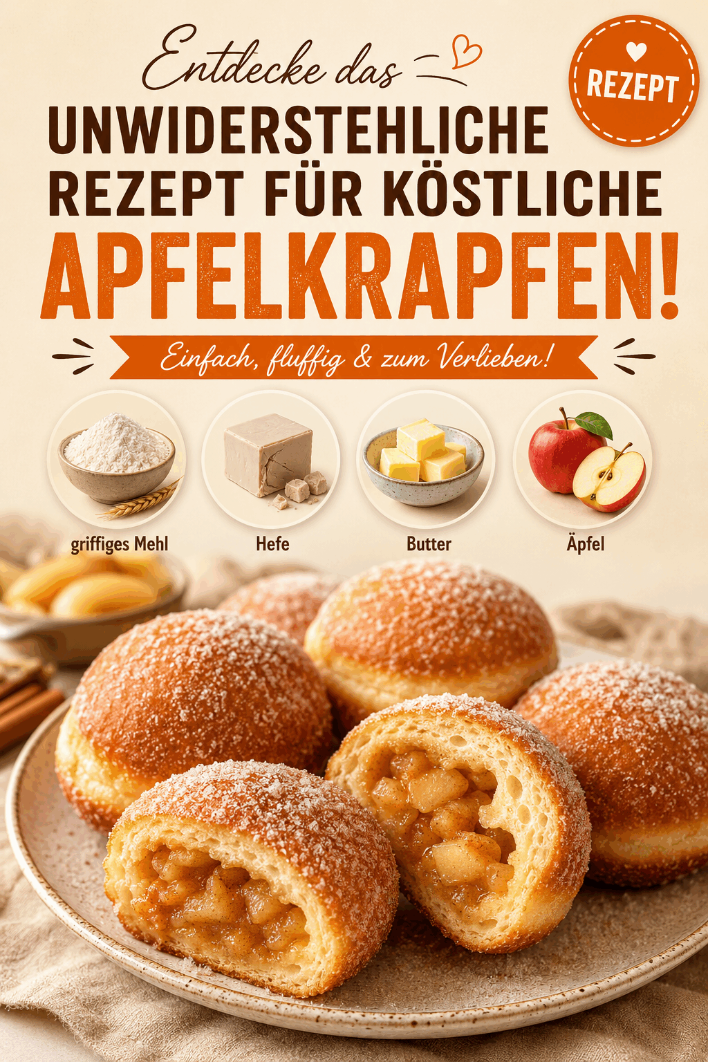 Entdecke das unwiderstehliche Rezept für köstliche Apfelkrapfen!