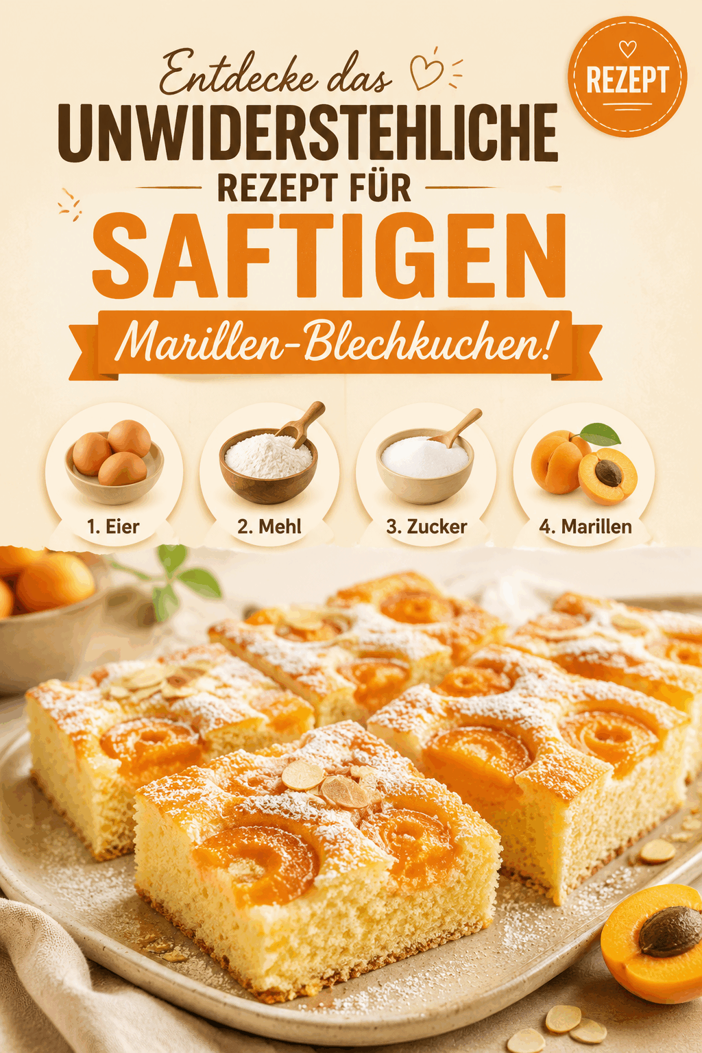 Entdecke das unwiderstehliche Rezept für saftigen Marillen-Blechkuchen!