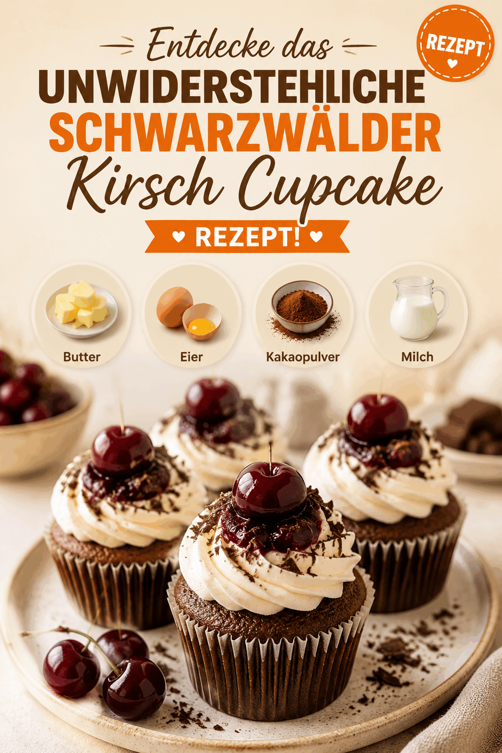 Entdecke das unwiderstehliche Schwarzwälder Kirsch Cupcake Rezept!