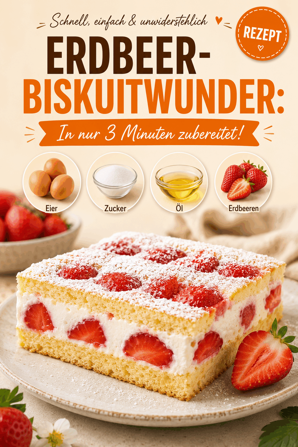 Erdbeer-Biskuitwunder: In nur 3 Minuten zubereitet!