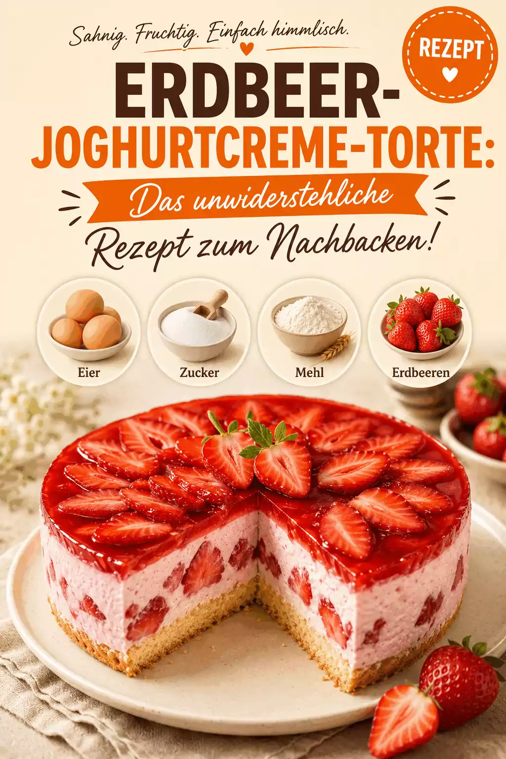 Erdbeer-Joghurtcreme-Torte: Das unwiderstehliche Rezept zum Nachbacken!