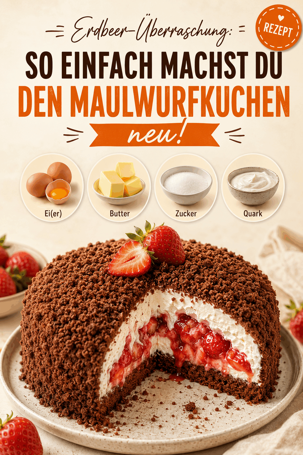 Erdbeer-Überraschung: So einfach machst du den Maulwurfkuchen neu!