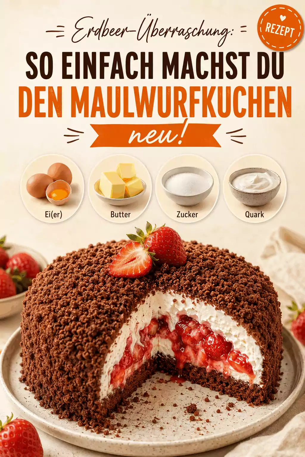 Erdbeer-Überraschung: So einfach machst du den Maulwurfkuchen neu!