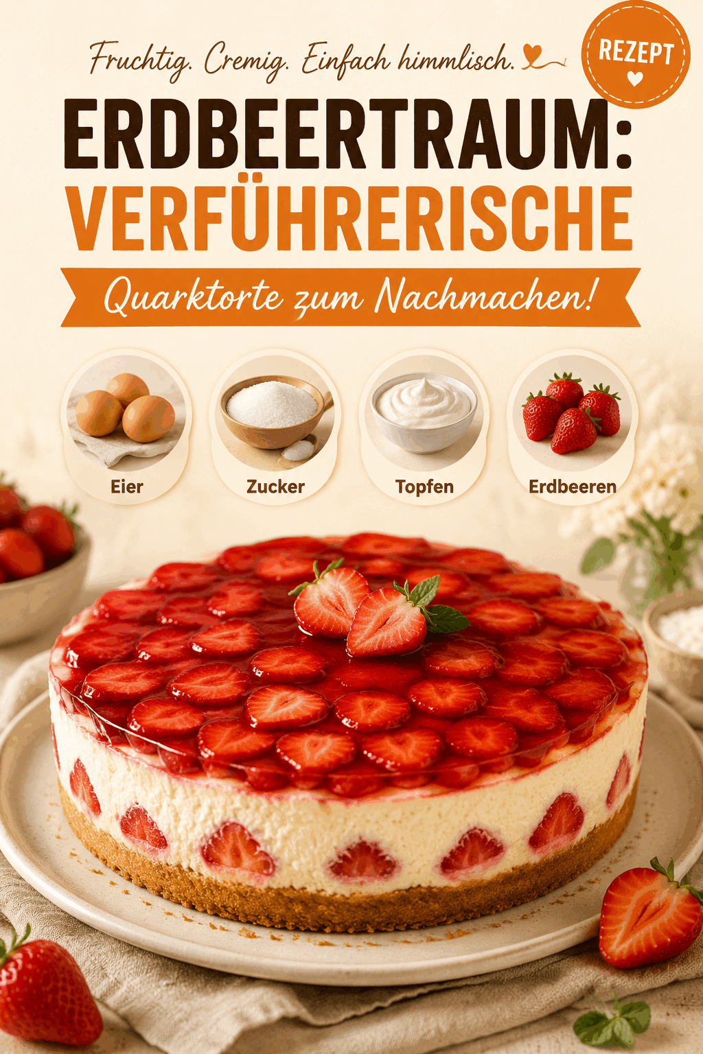 Erdbeertraum: Verführerische Quarktorte zum Nachmachen!