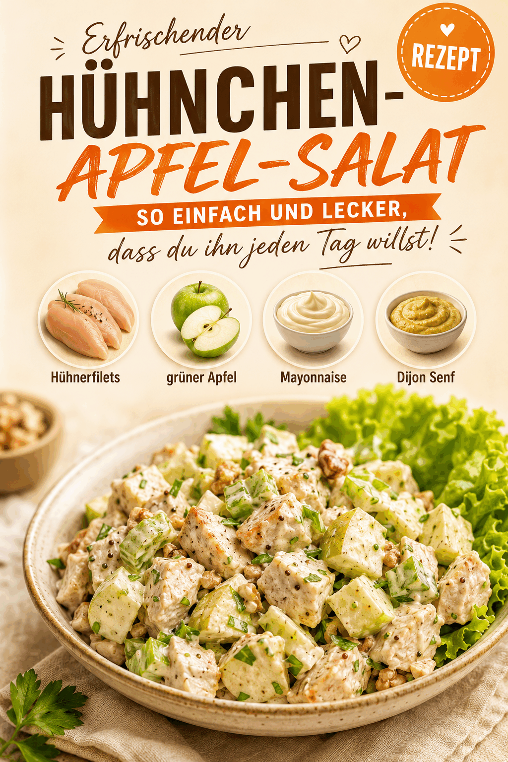 Erfrischender Hühnchen-Apfel-Salat: So einfach und lecker, dass du ihn jeden Tag willst!