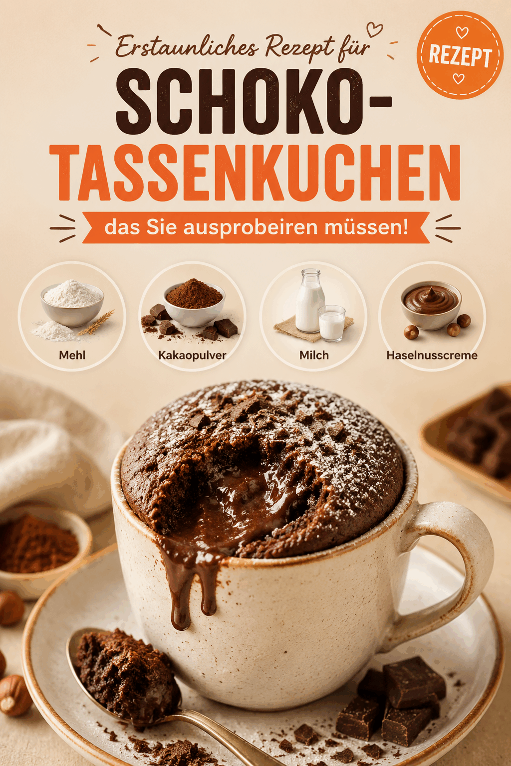 Erstaunliches Rezept für Schoko-Tassenkuchen, das Sie ausprobieren müssen!
