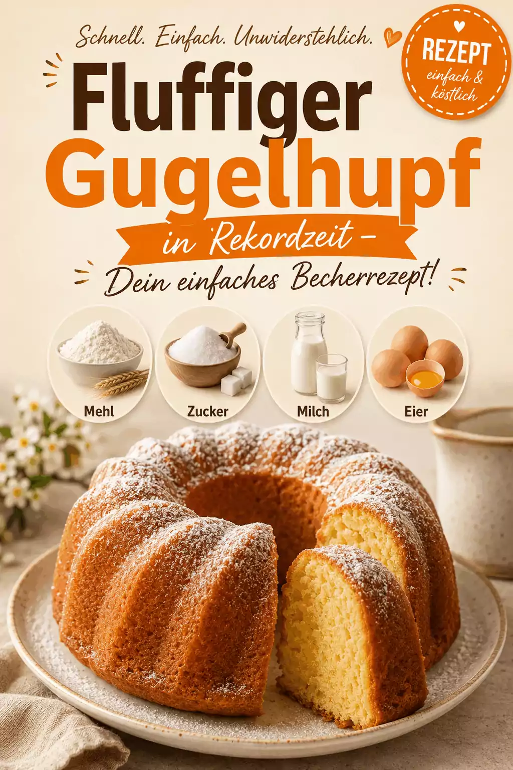 Fluffiger Gugelhupf in Rekordzeit – Dein einfaches Becherrezept!