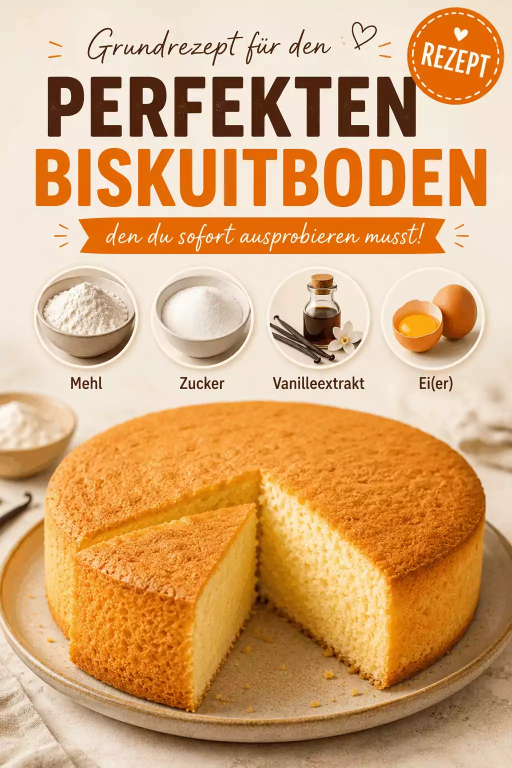Grundrezept für den perfekten Biskuitboden, den du sofort ausprobieren musst!