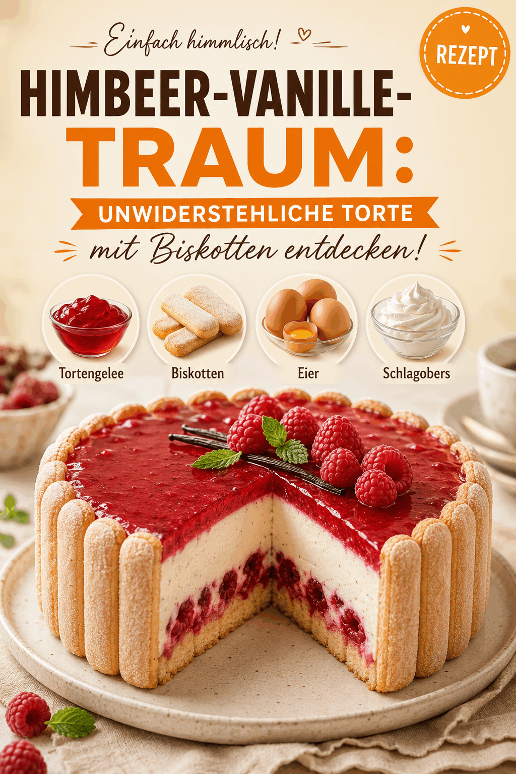 Himbeer-Vanille-Traum: Unwiderstehliche Torte mit Biskotten entdecken!