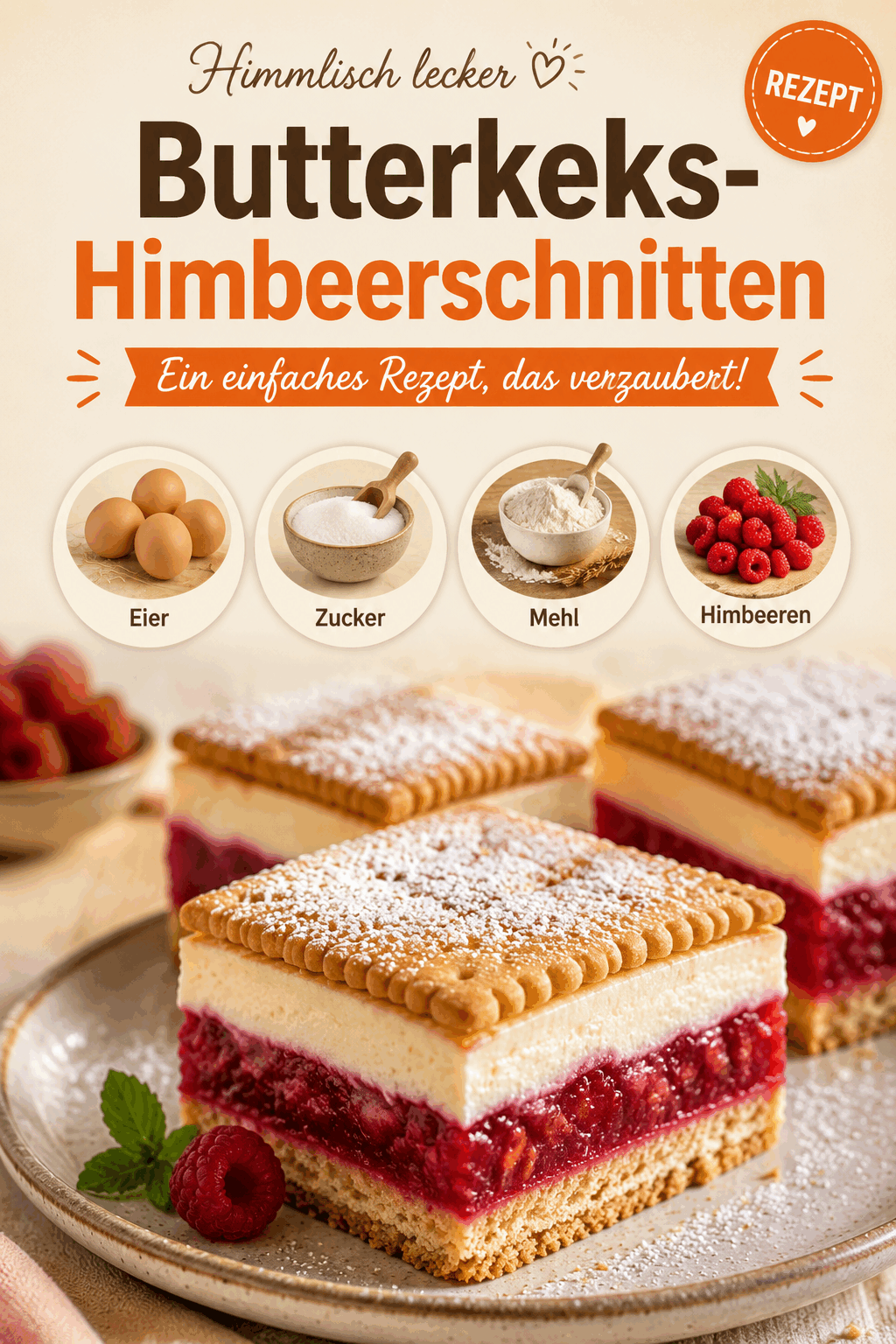 Himmlische Butterkeks-Himbeerschnitten: Ein einfaches Rezept, das verzaubert!