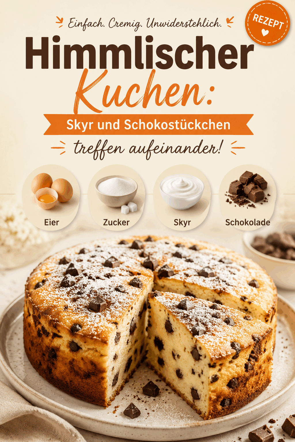 Himmlischer Kuchen: Skyr und Schokostückchen treffen aufeinander!