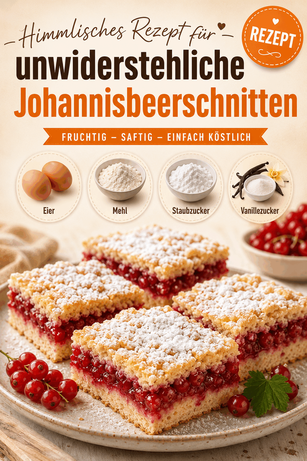 Himmlisches Rezept für unwiderstehliche Johannisbeerschnitten