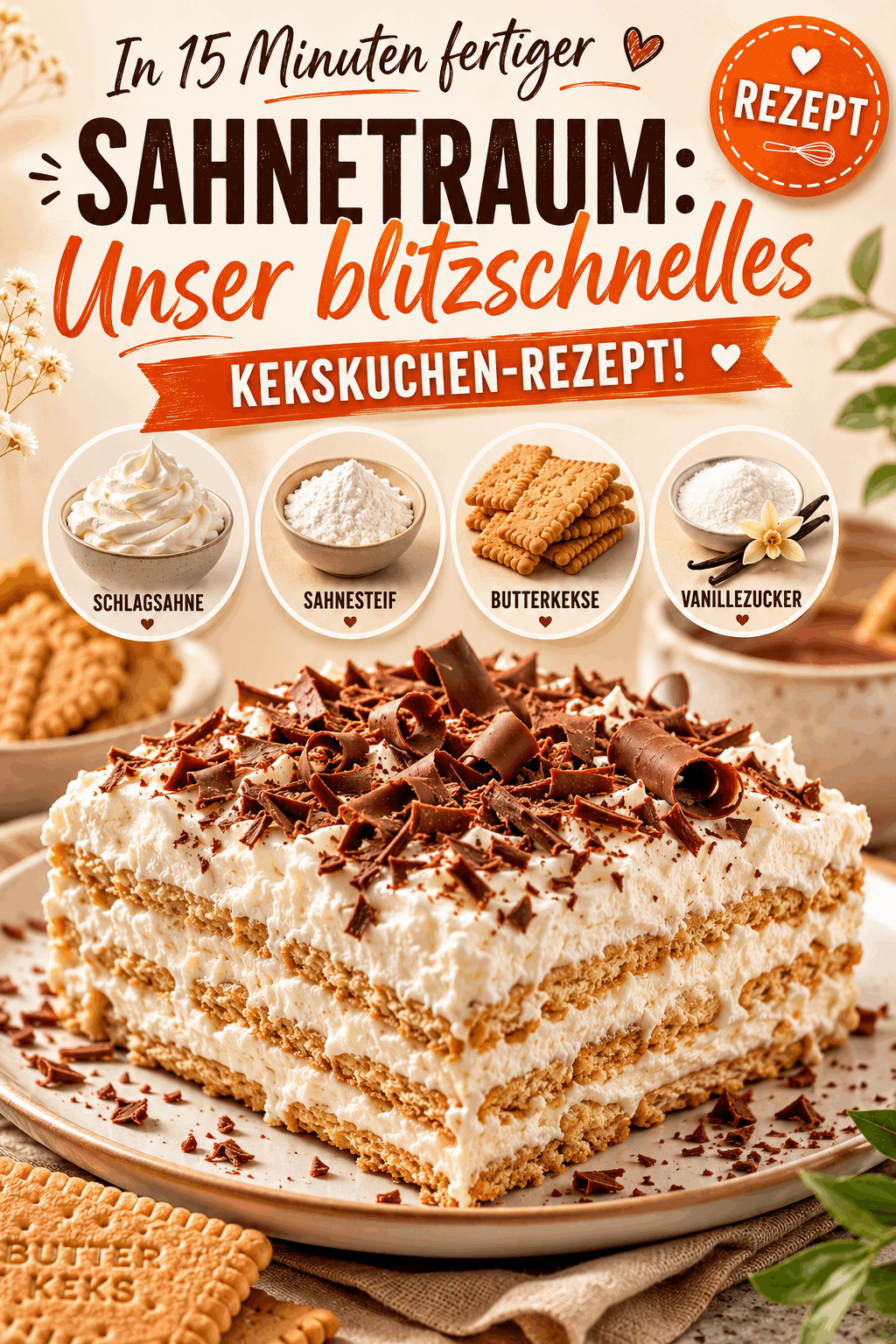In 15 Minuten fertiger Sahnetraum: Unser blitzschnelles Kekskuchen-Rezept!