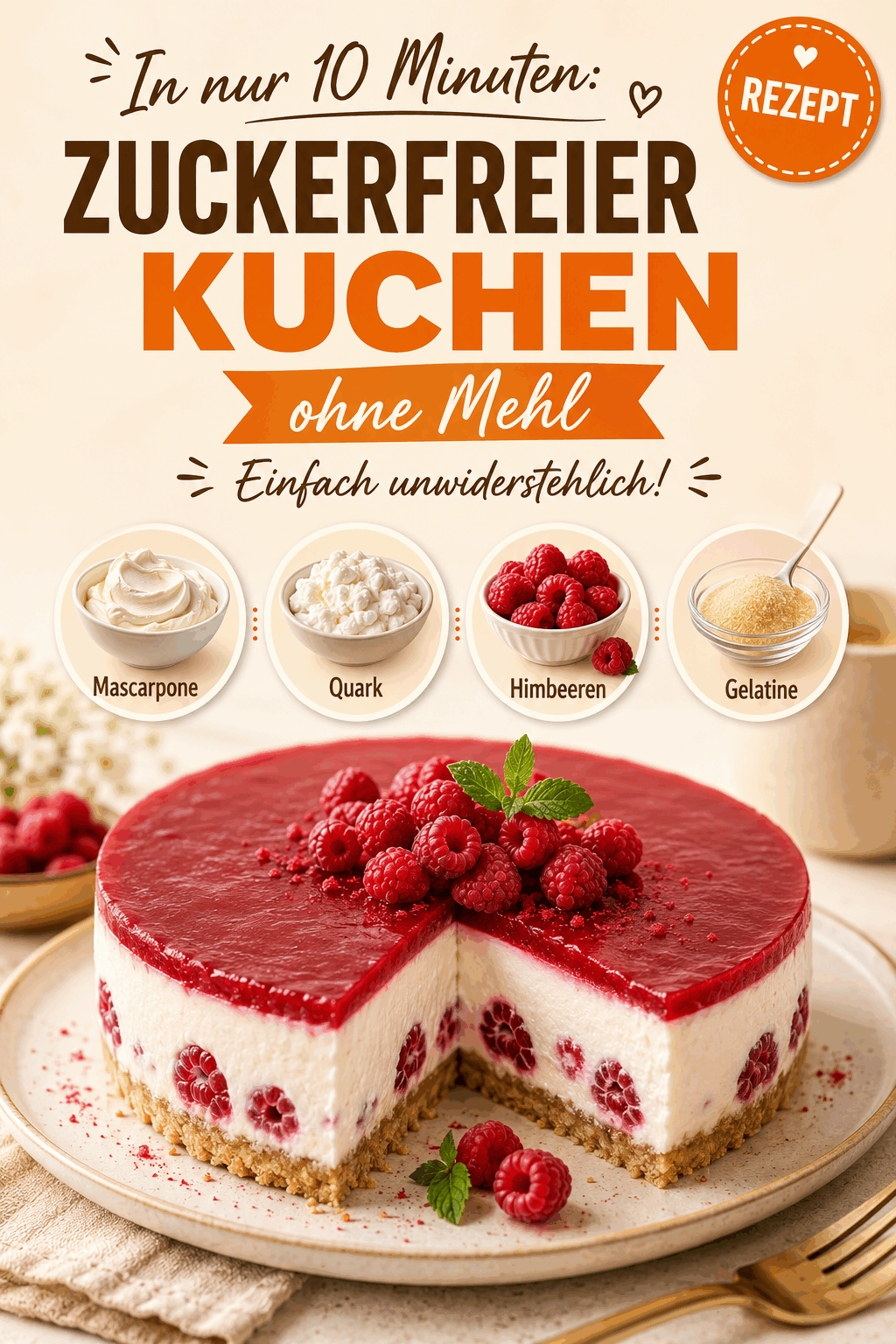 In nur 10 Minuten: Zuckerfreier Kuchen ohne Mehl – Einfach unwiderstehlich!