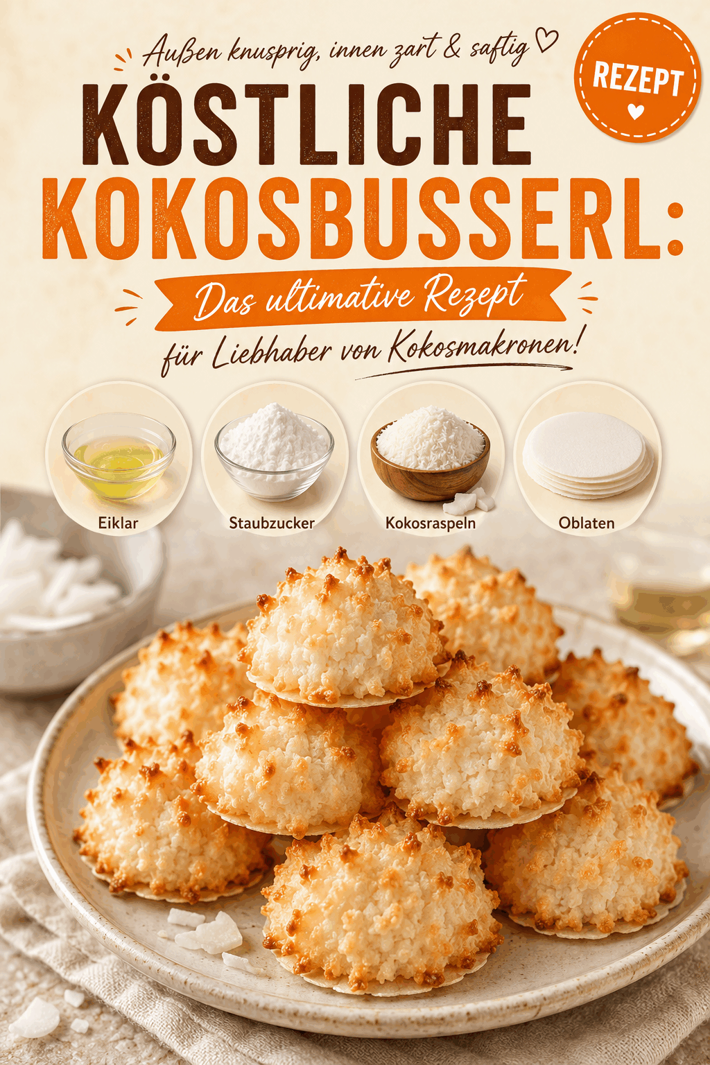 Köstliche Kokosbusserl: Das ultimative Rezept für Liebhaber von Kokosmakronen!