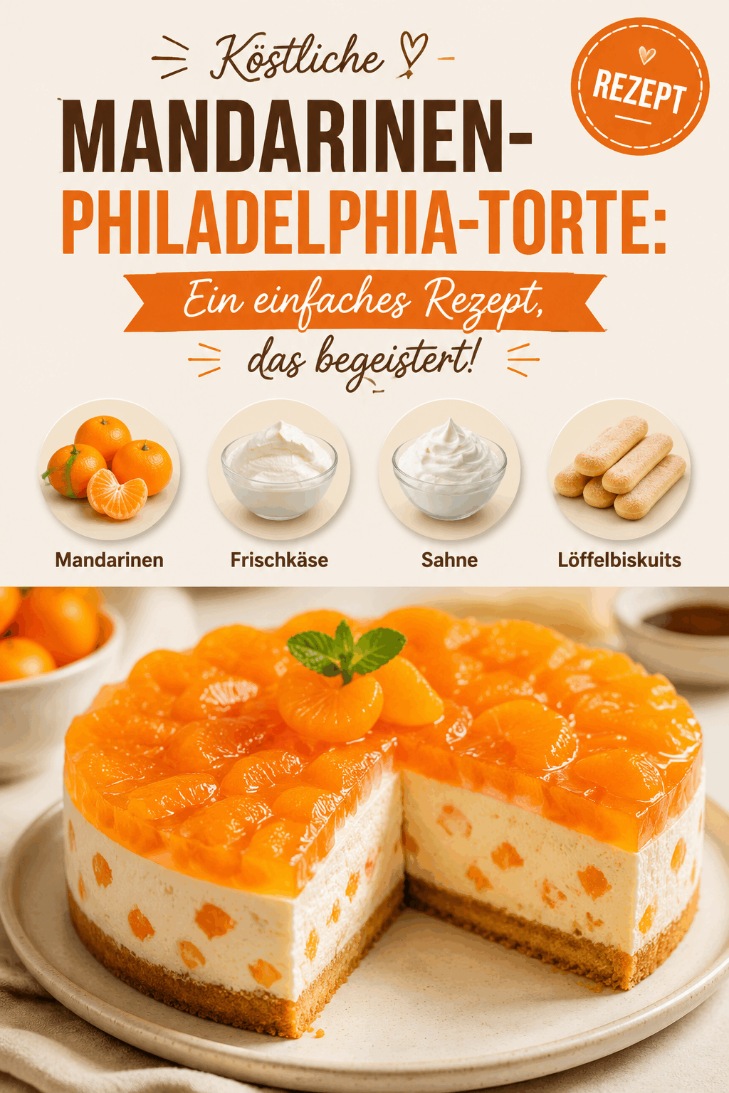 Köstliche Mandarinen-Philadelphia-Torte: Ein einfaches Rezept, das begeistert!
