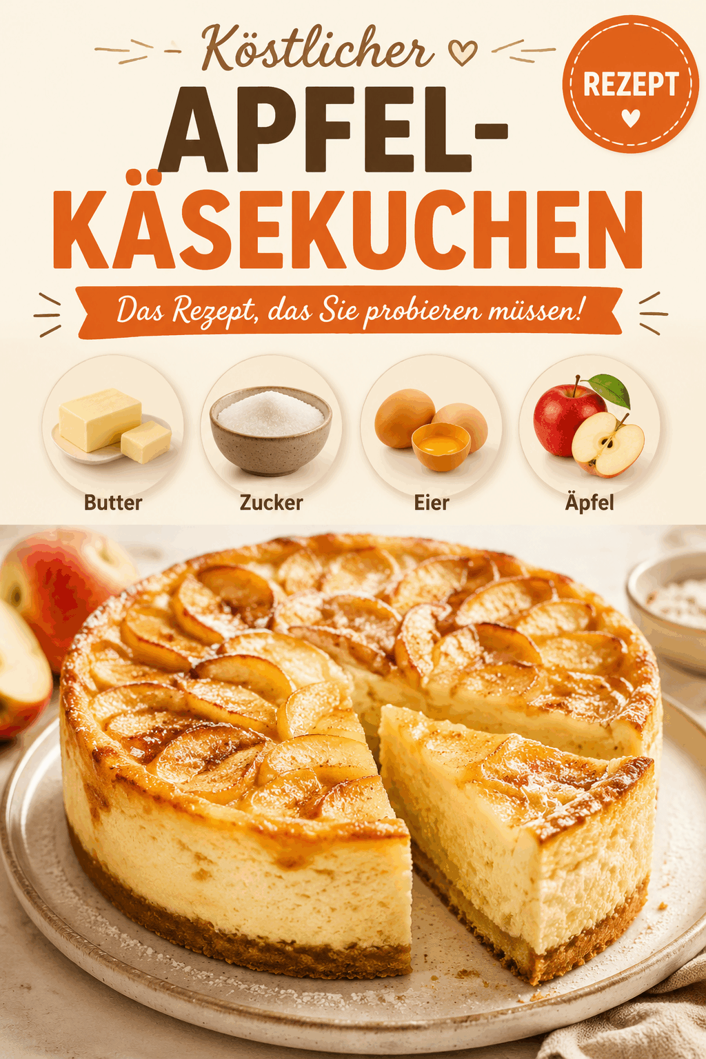 Köstlicher Apfel-Käsekuchen: Das Rezept, das Sie probieren müssen!