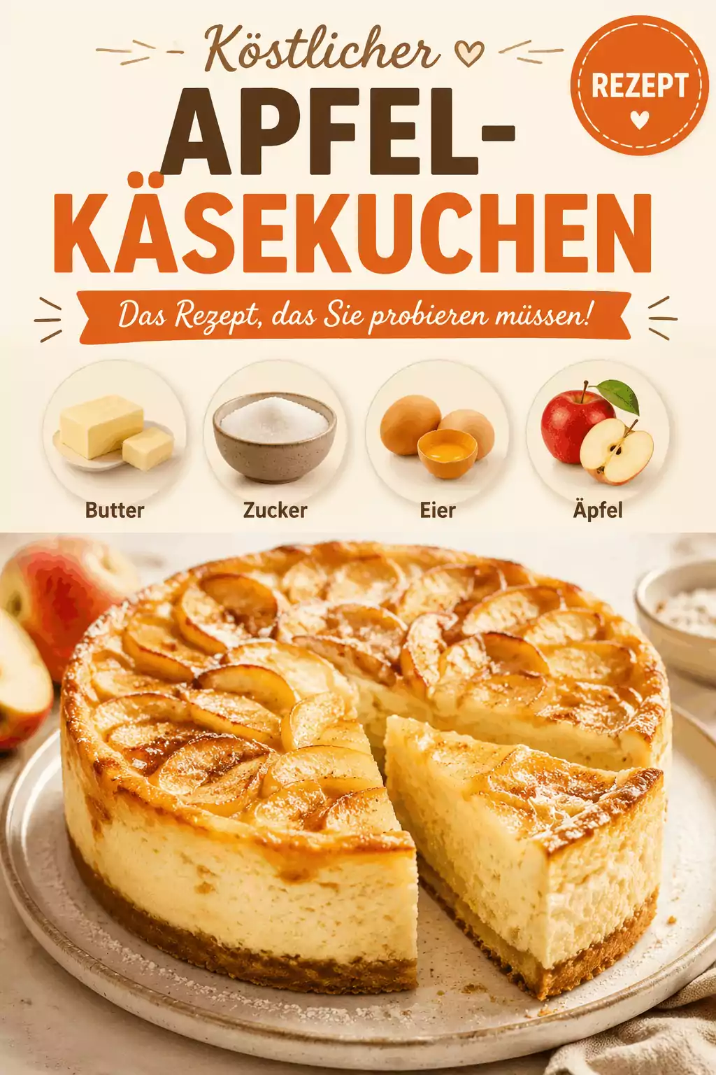 Köstlicher Apfel-Käsekuchen: Das Rezept, das Sie probieren müssen!