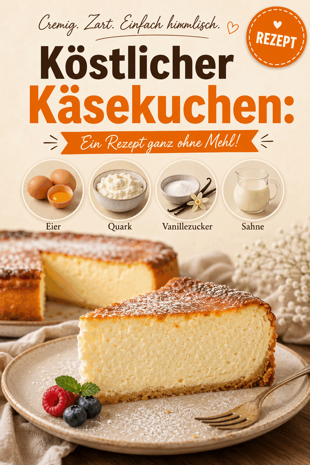 Köstlicher Käsekuchen: Ein Rezept ganz ohne Mehl!