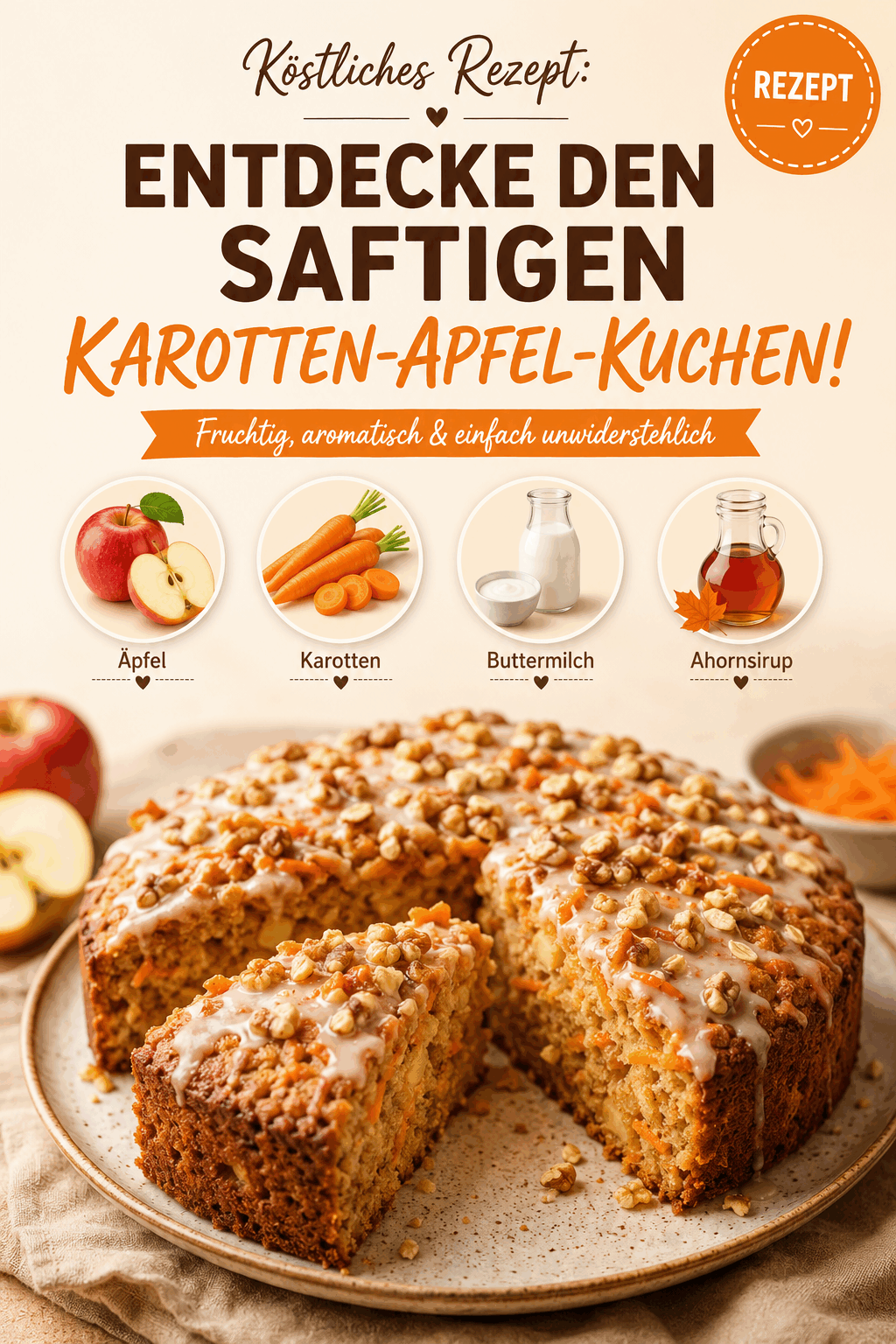 Köstliches Rezept: Entdecke den saftigen Karotten-Apfel-Kuchen!