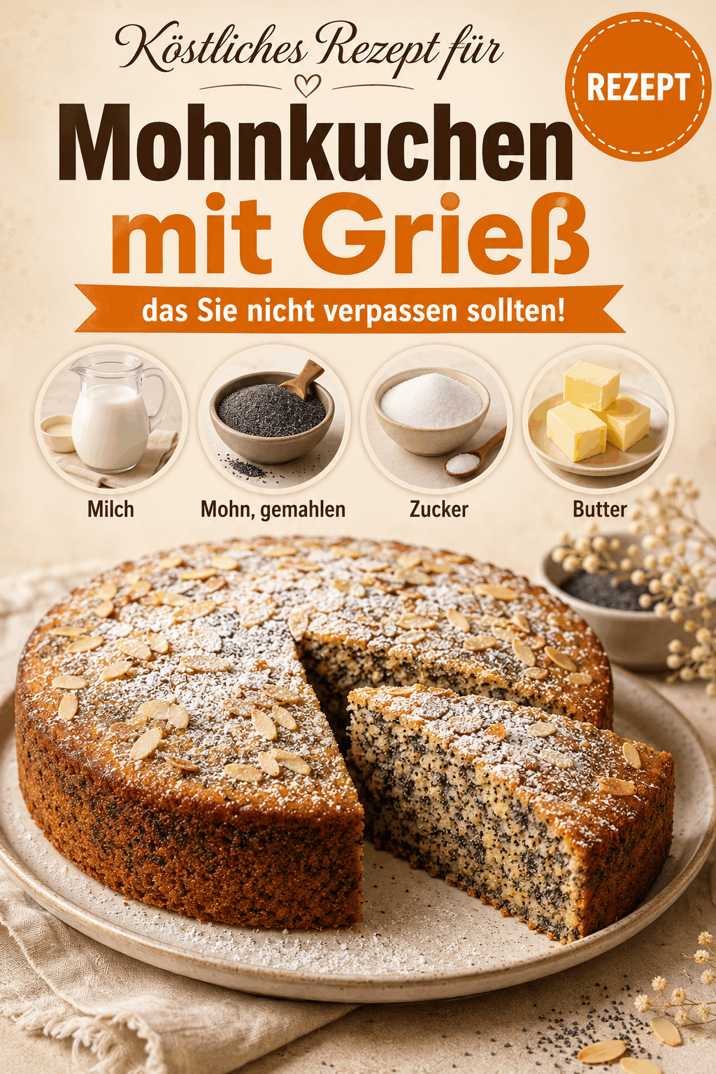 Köstliches Rezept für Mohnkuchen mit Grieß, das Sie nicht verpassen sollten!