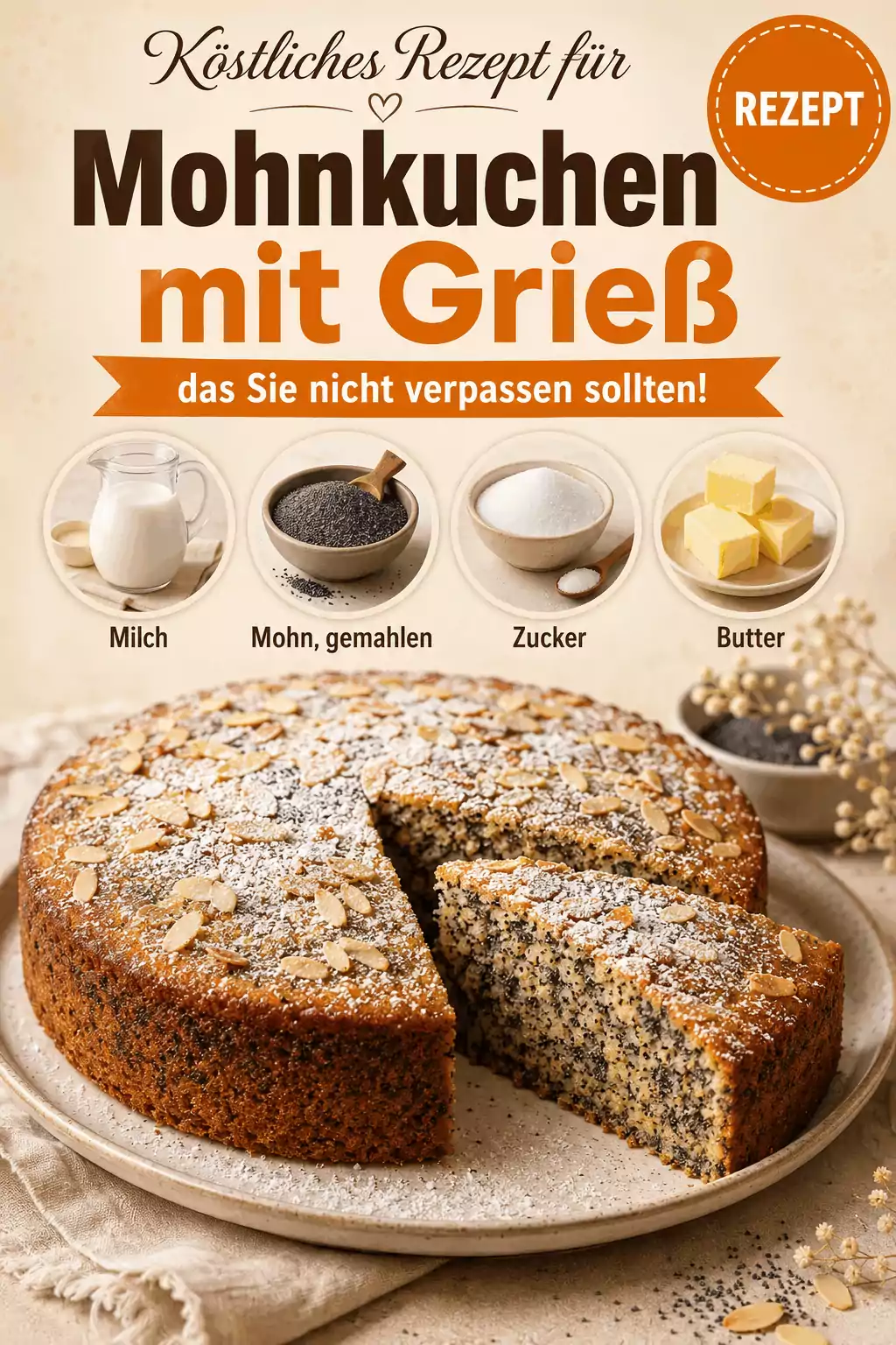 Köstliches Rezept für Mohnkuchen mit Grieß, das Sie nicht verpassen sollten!