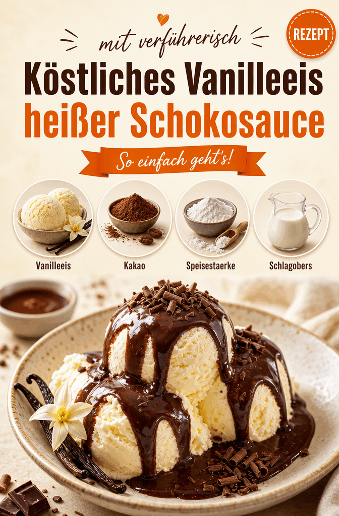 Köstliches Vanilleeis mit verführerisch heißer Schokosauce - So einfach geht's!