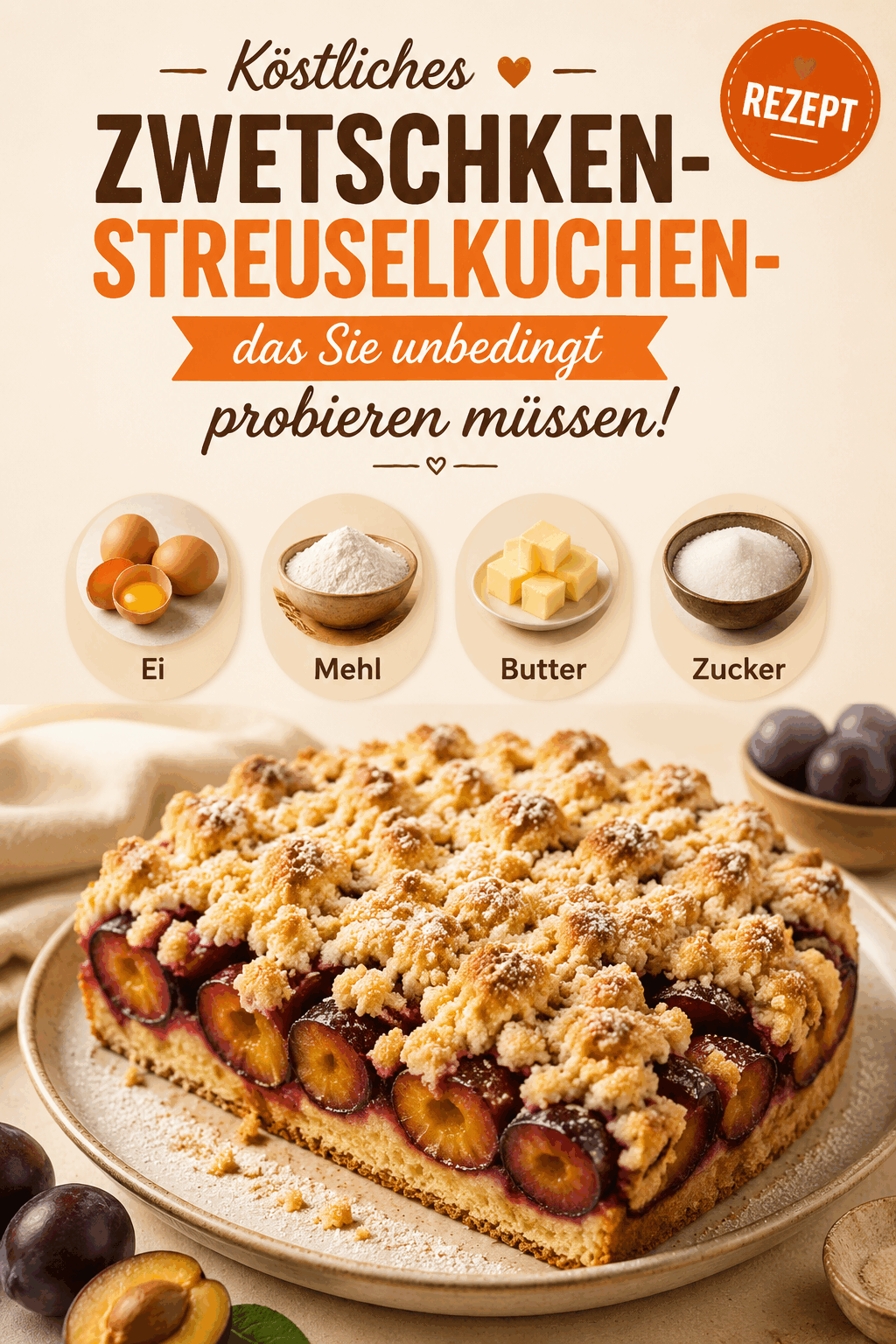 Köstliches Zwetschken-Streuselkuchen-Rezept, das Sie unbedingt probieren müssen!