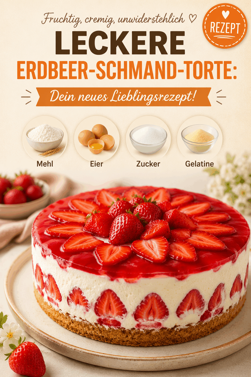 Leckere Erdbeer-Schmand-Torte: Dein neues Lieblingsrezept!