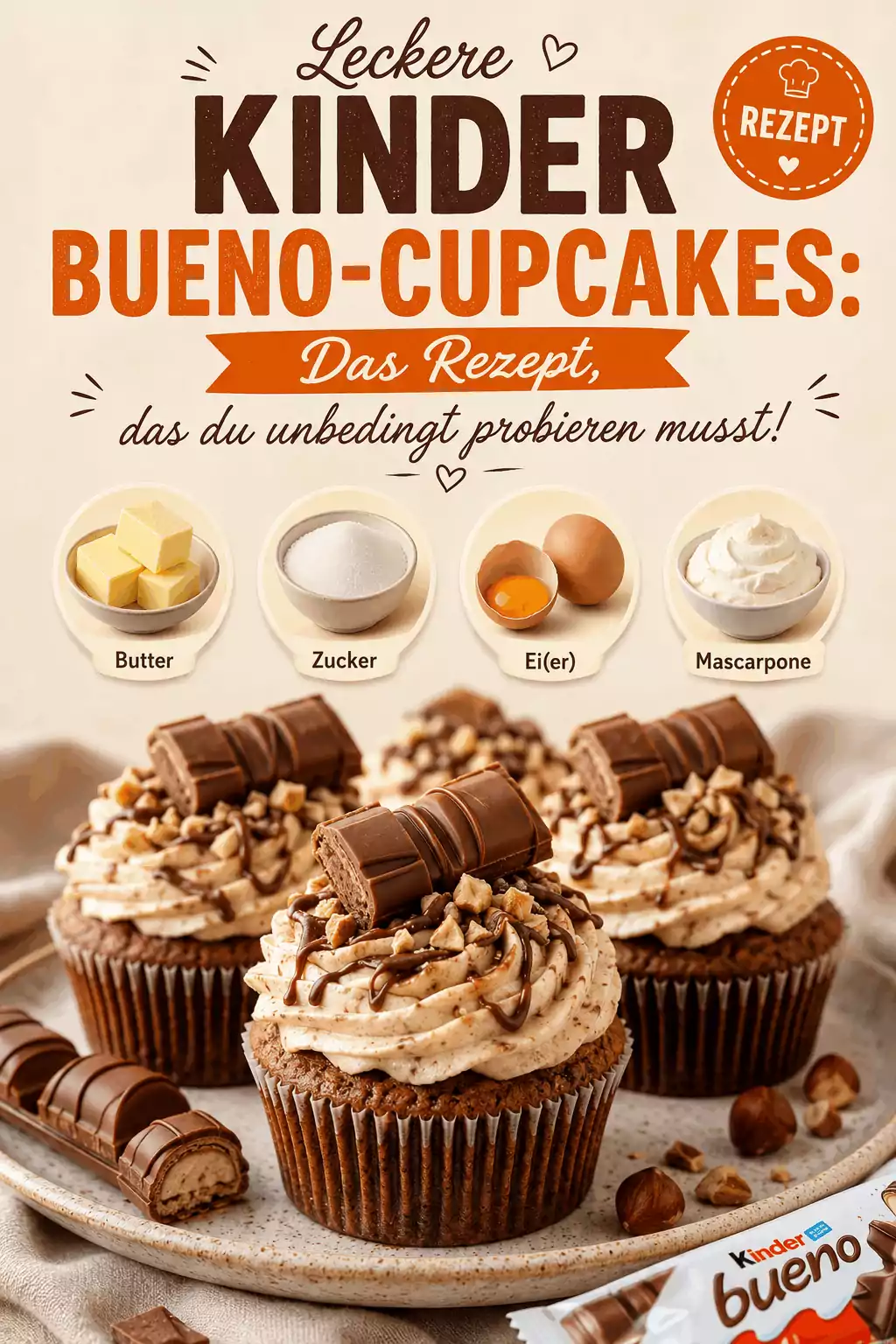 Leckere Kinder Bueno-Cupcakes: Das Rezept, das du unbedingt probieren musst!