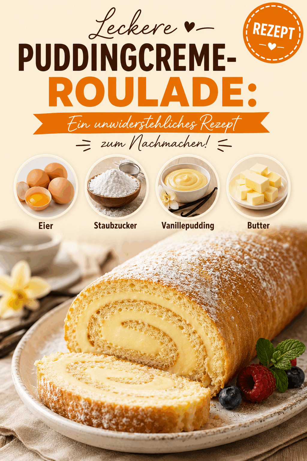 Leckere Puddingcreme-Roulade: Ein unwiderstehliches Rezept zum Nachmachen!