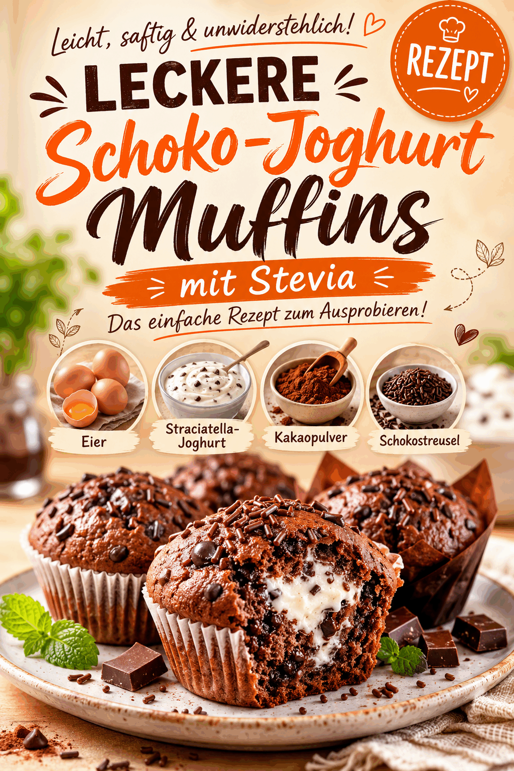 Leckere Schoko-Joghurt Muffins mit Stevia: Das einfache Rezept zum Ausprobieren!