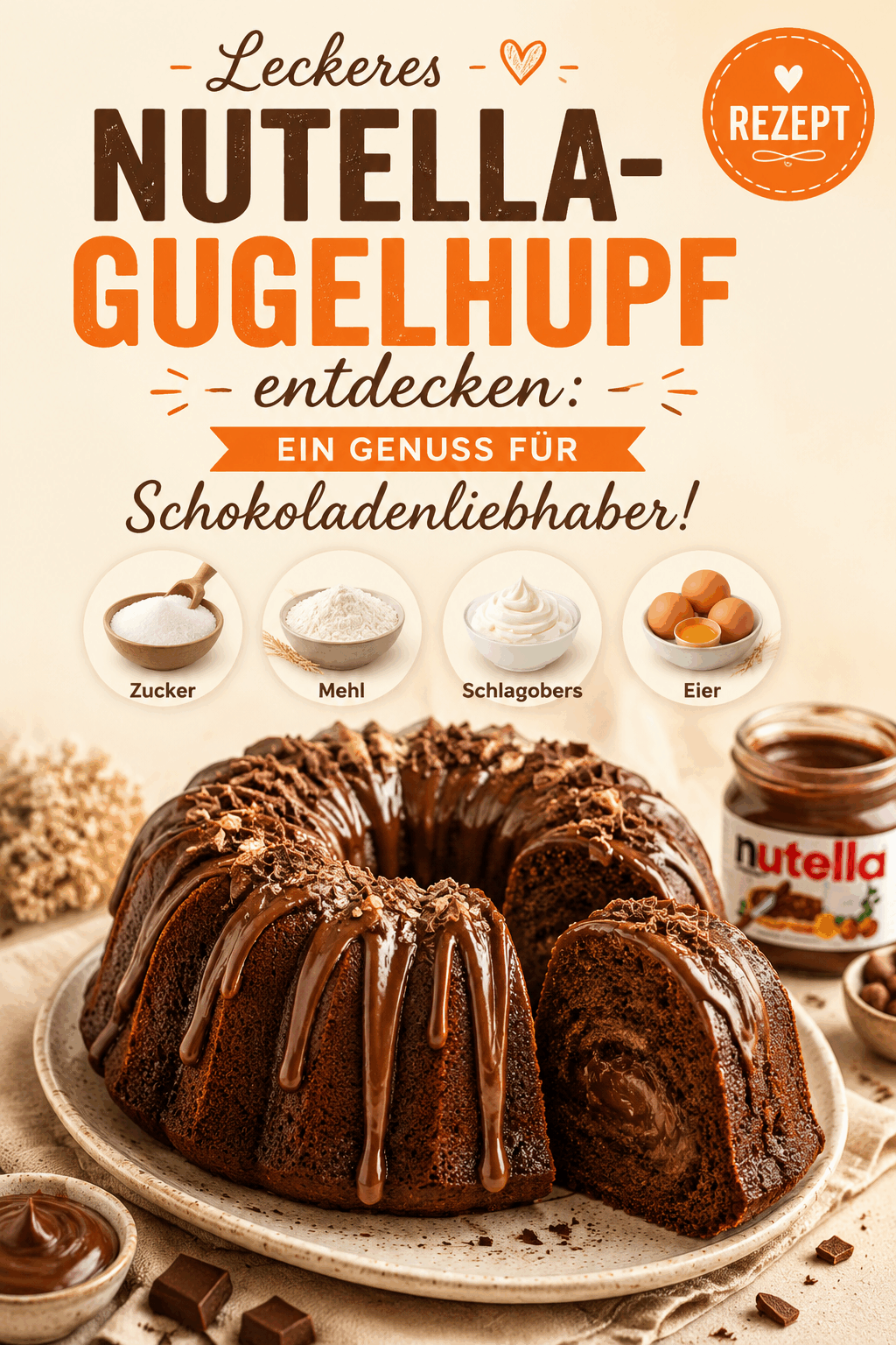 Leckeres Nutella-Gugelhupf Rezept entdecken: Ein Genuss für Schokoladenliebhaber!