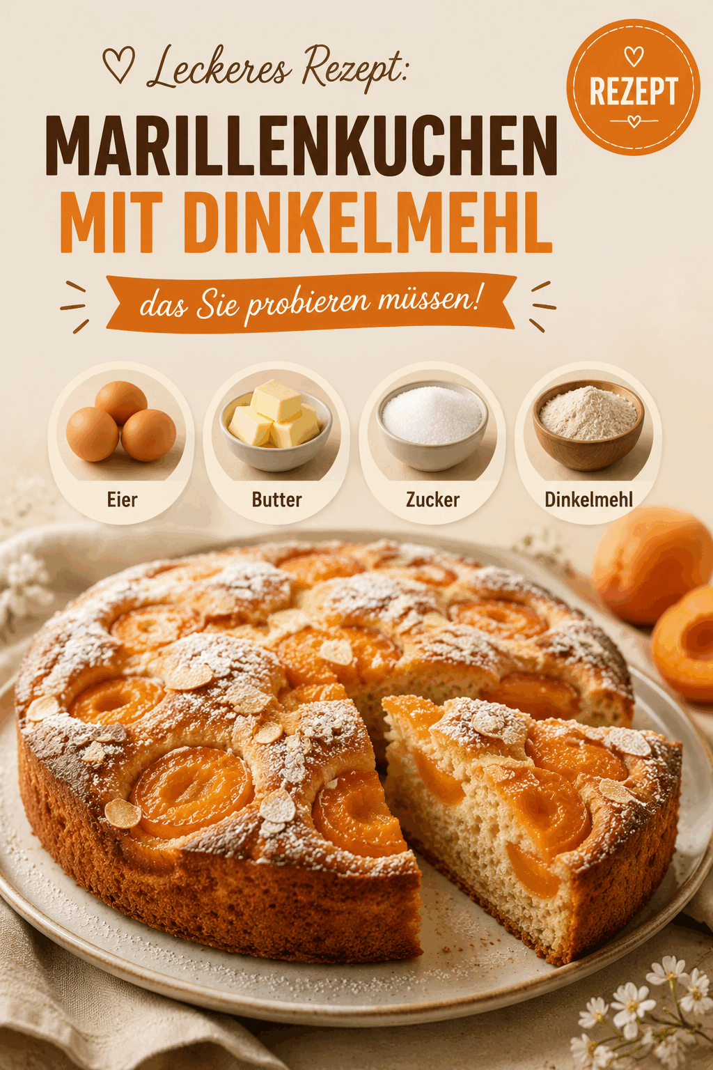 Leckeres Rezept: Marillenkuchen mit Dinkelmehl, das Sie probieren müssen!