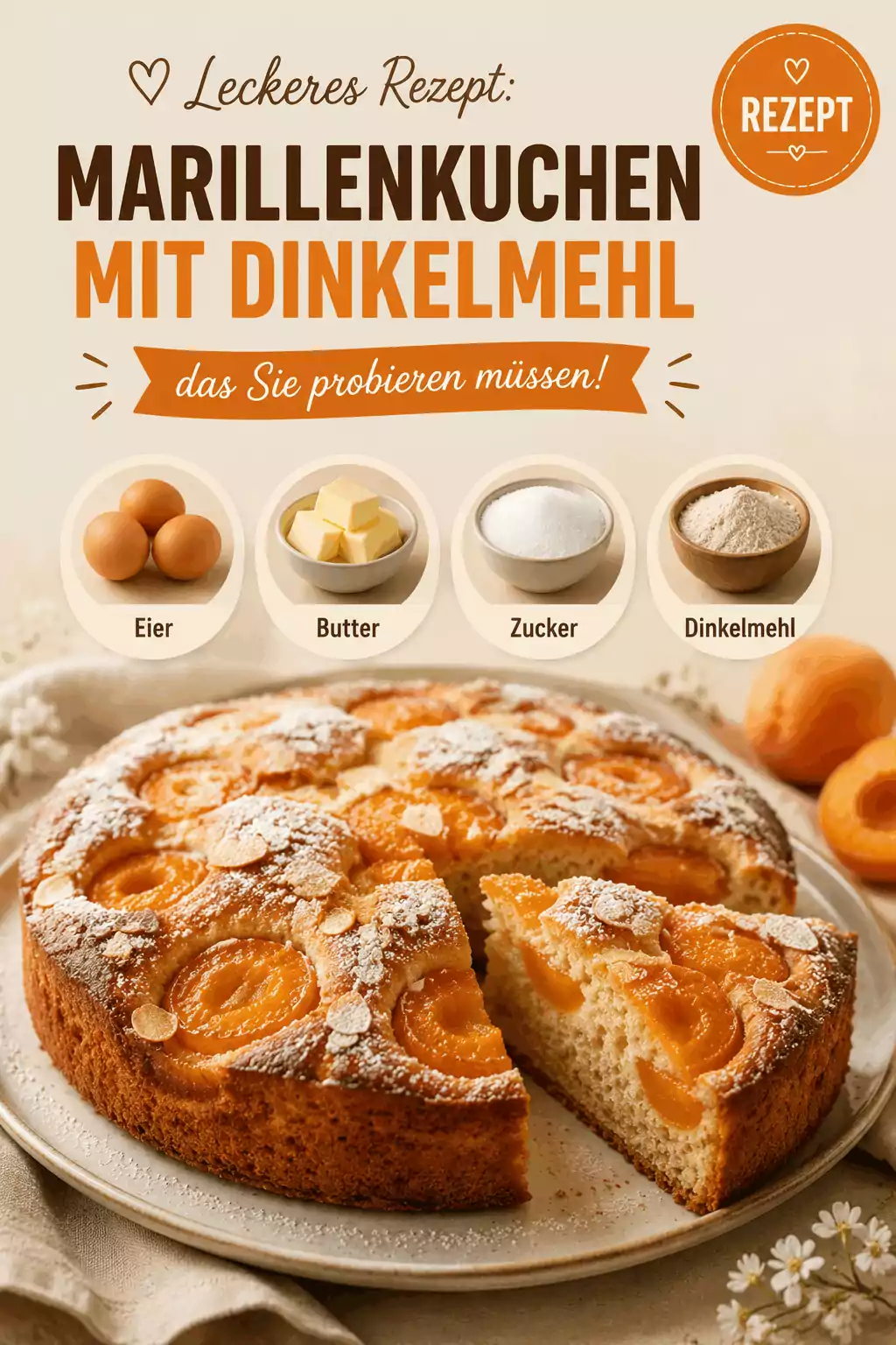 Leckeres Rezept: Marillenkuchen mit Dinkelmehl, das Sie probieren müssen!