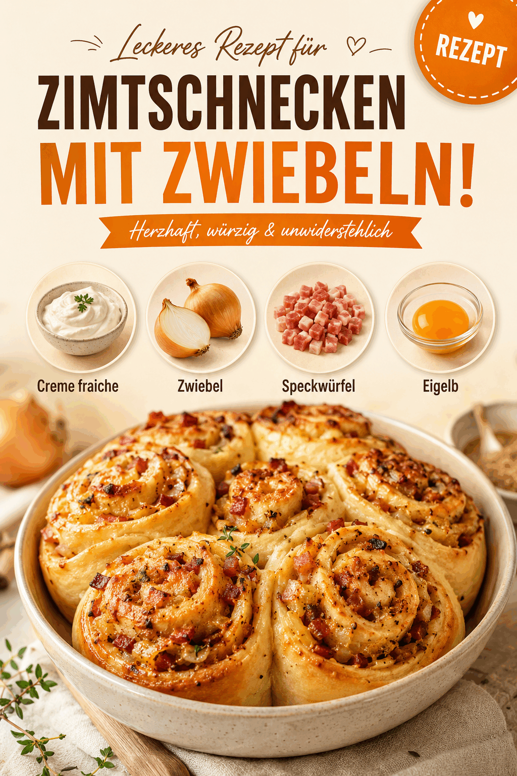 Leckeres Rezept für Zimtschnecken mit Zwiebeln!