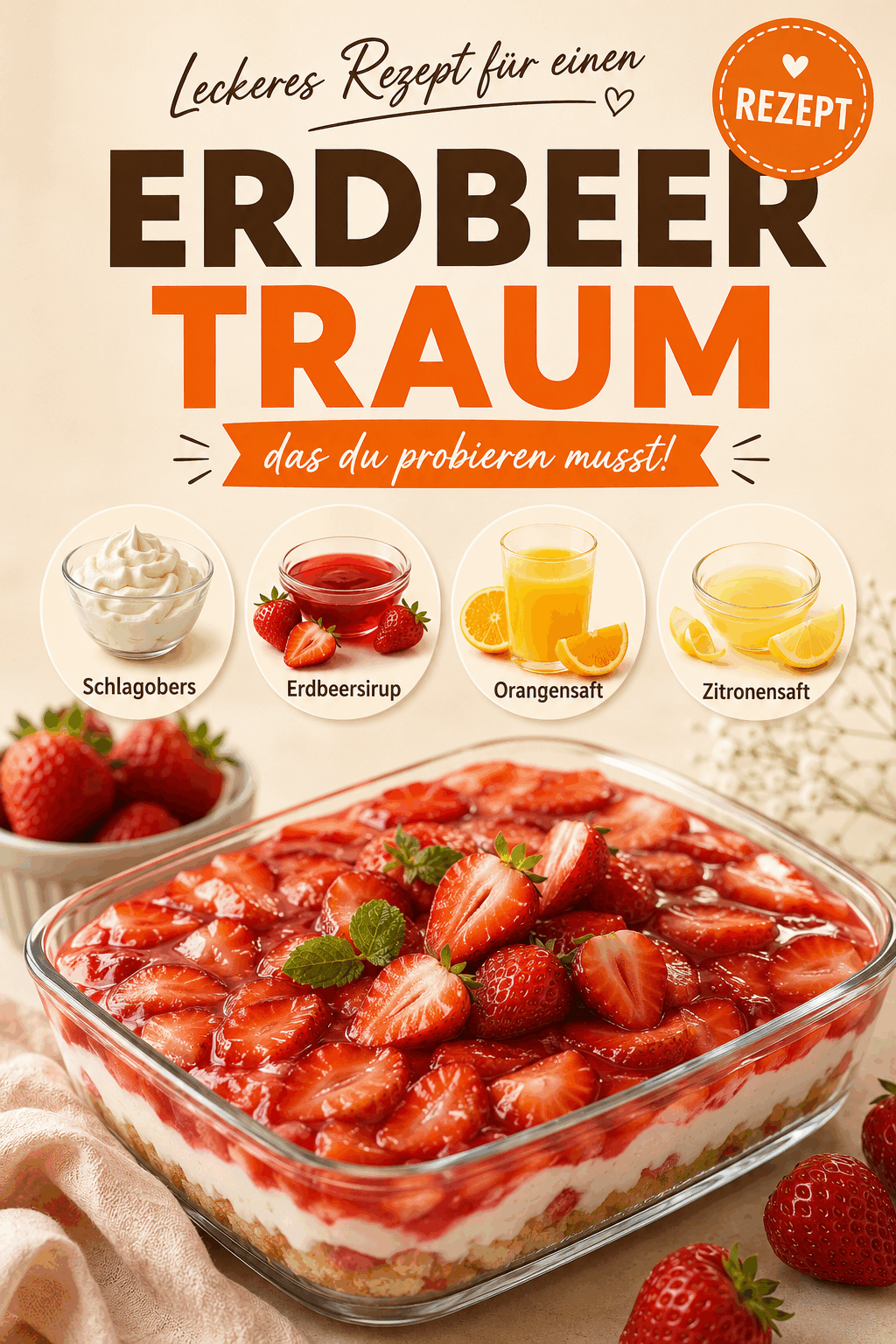 Leckeres Rezept für einen Erdbeertraum, das du probieren musst!