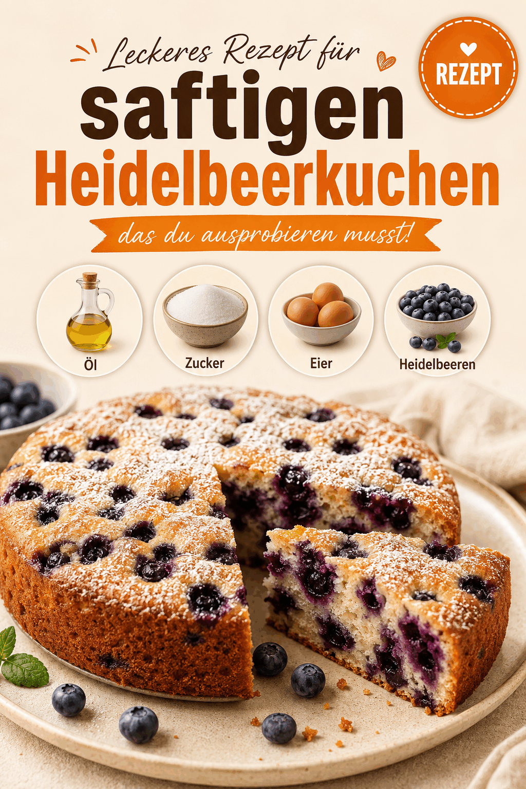 Leckeres Rezept für saftigen Heidelbeerkuchen, das du ausprobieren musst!