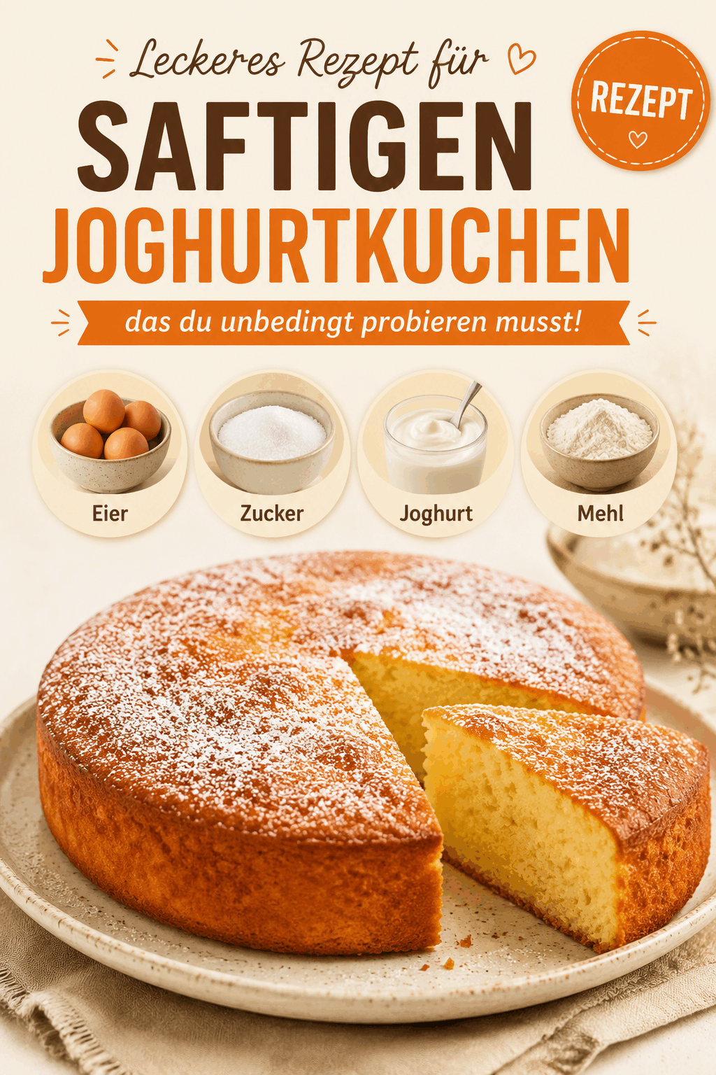 Leckeres Rezept für saftigen Joghurtkuchen, das du unbedingt probieren musst!