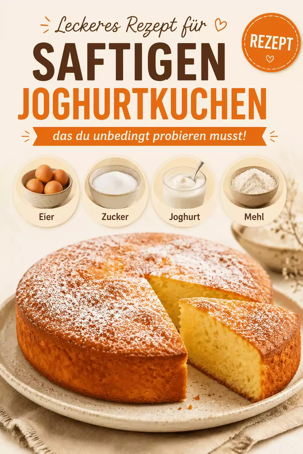 Leckeres Rezept für saftigen Joghurtkuchen, das du unbedingt probieren musst!