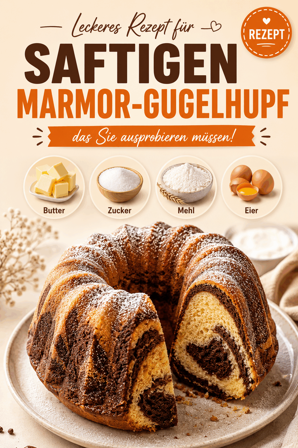 Leckeres Rezept für saftigen Marmor-Gugelhupf, das Sie ausprobieren müssen!