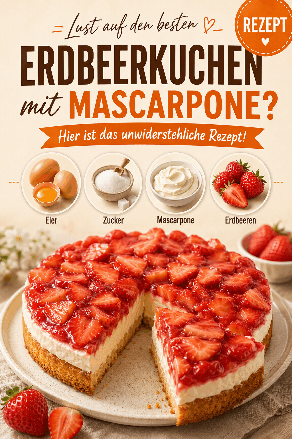 Lust auf den besten Erdbeerkuchen mit Mascarpone? Hier ist das unwiderstehliche Rezept!