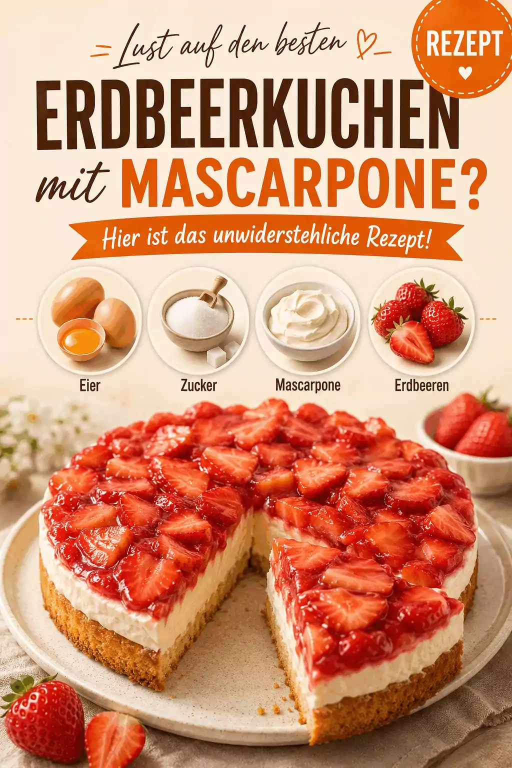 Lust auf den besten Erdbeerkuchen mit Mascarpone? Hier ist das unwiderstehliche Rezept!