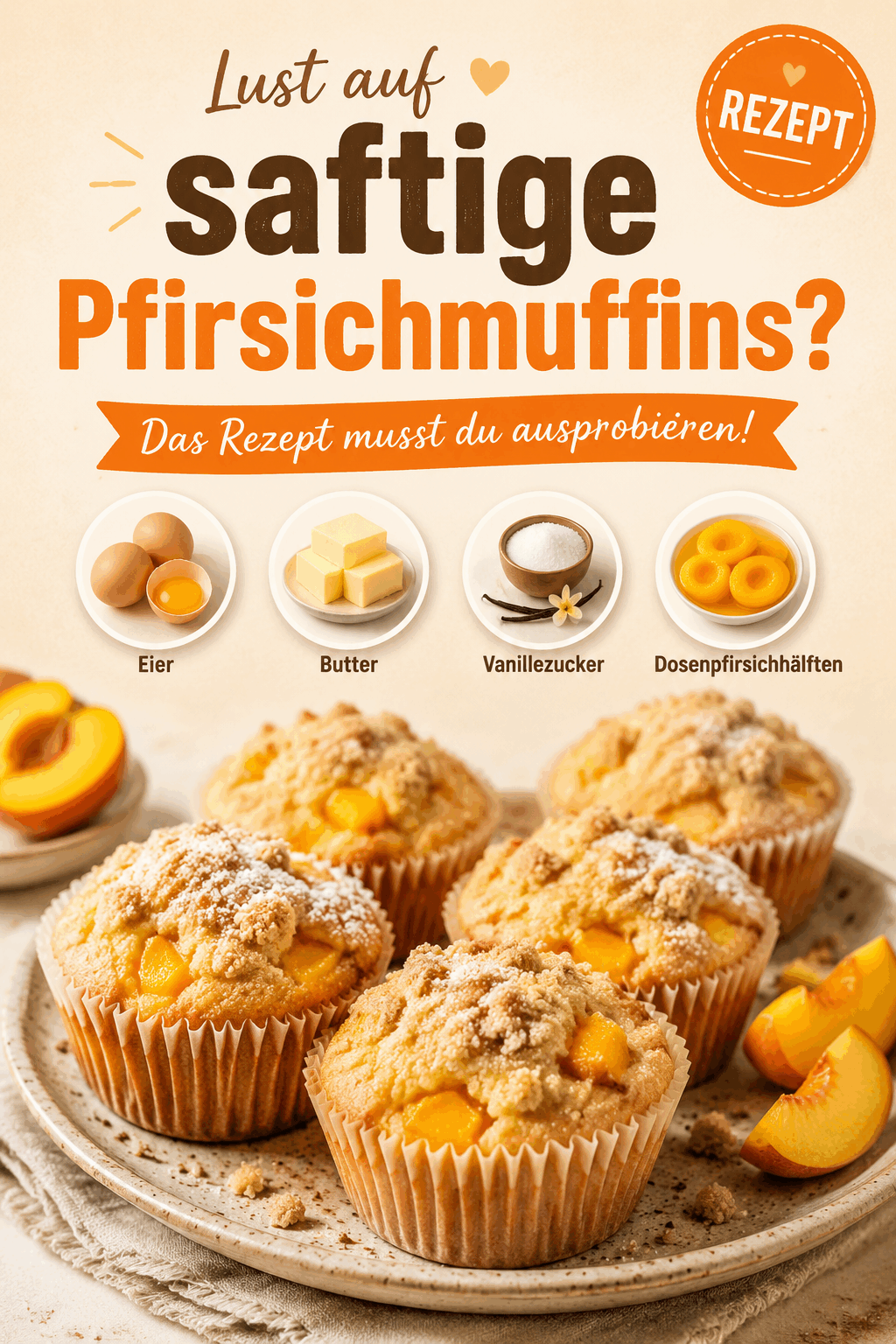 Lust auf saftige Pfirsichmuffins? Das Rezept musst du ausprobieren!